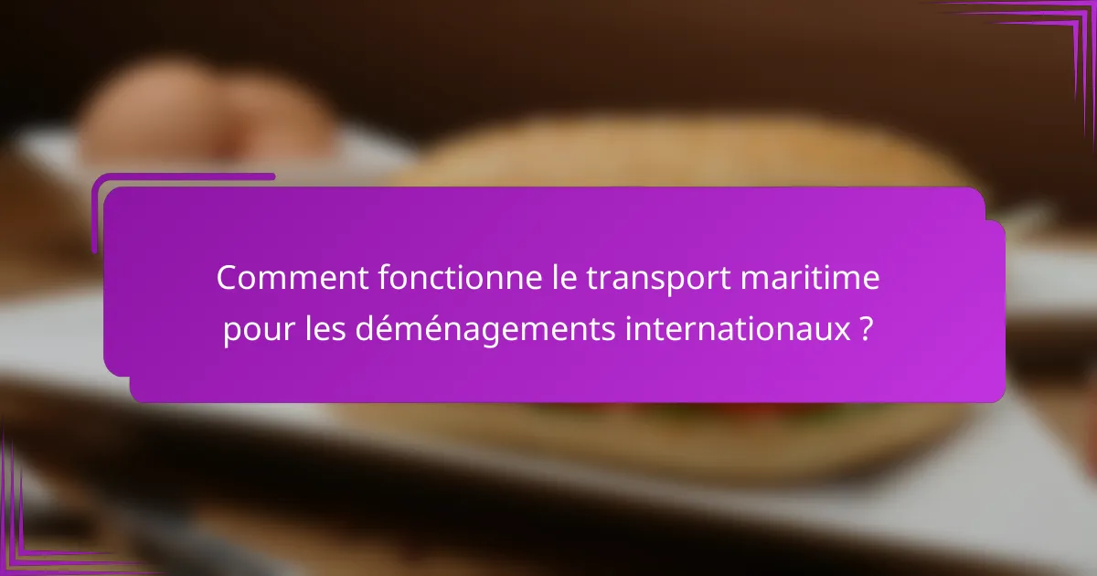 Comment fonctionne le transport maritime pour les déménagements internationaux ?