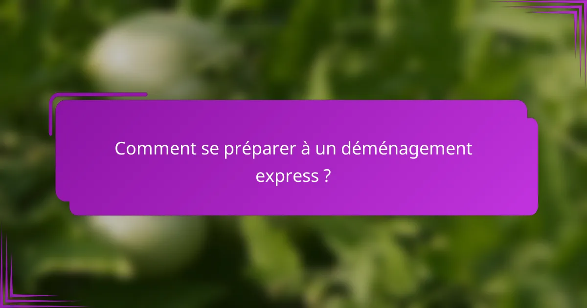 Comment se préparer à un déménagement express ?