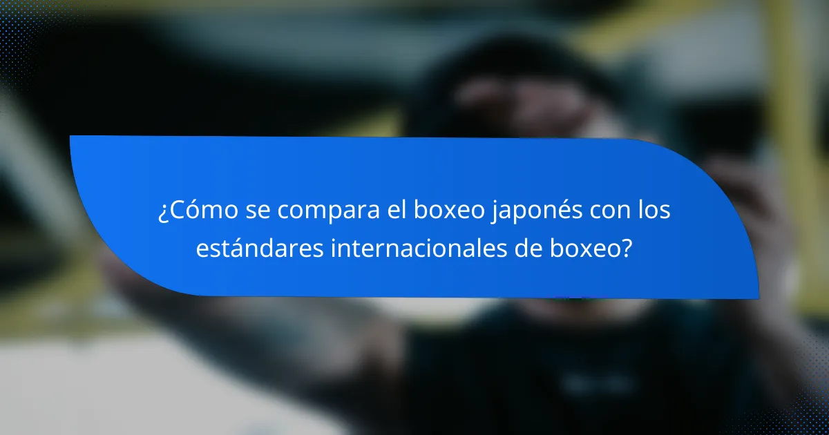 ¿Cómo se compara el boxeo japonés con los estándares internacionales de boxeo?