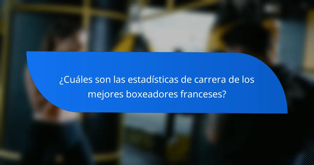 ¿Cuáles son las estadísticas de carrera de los mejores boxeadores franceses?