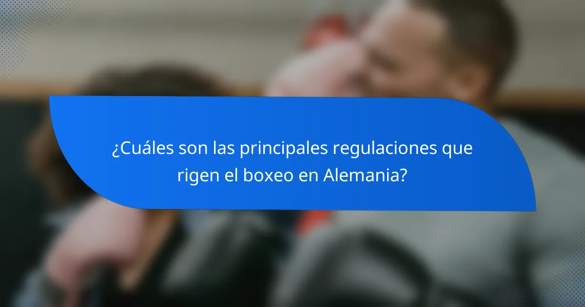 ¿Cuáles son las principales regulaciones que rigen el boxeo en Alemania?