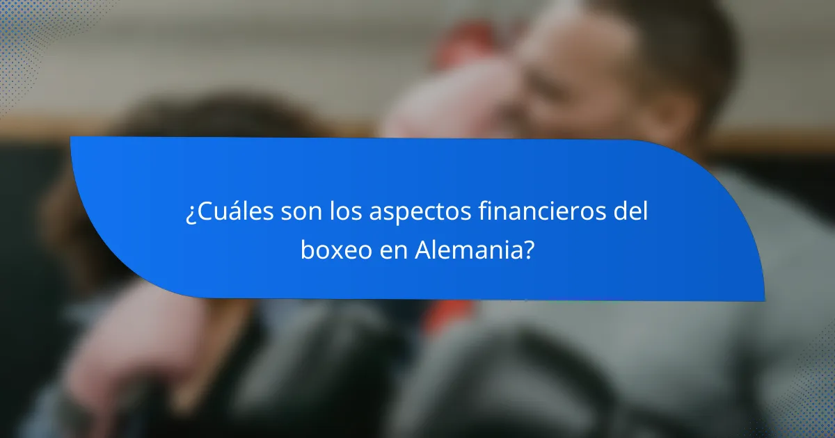 ¿Cuáles son los aspectos financieros del boxeo en Alemania?
