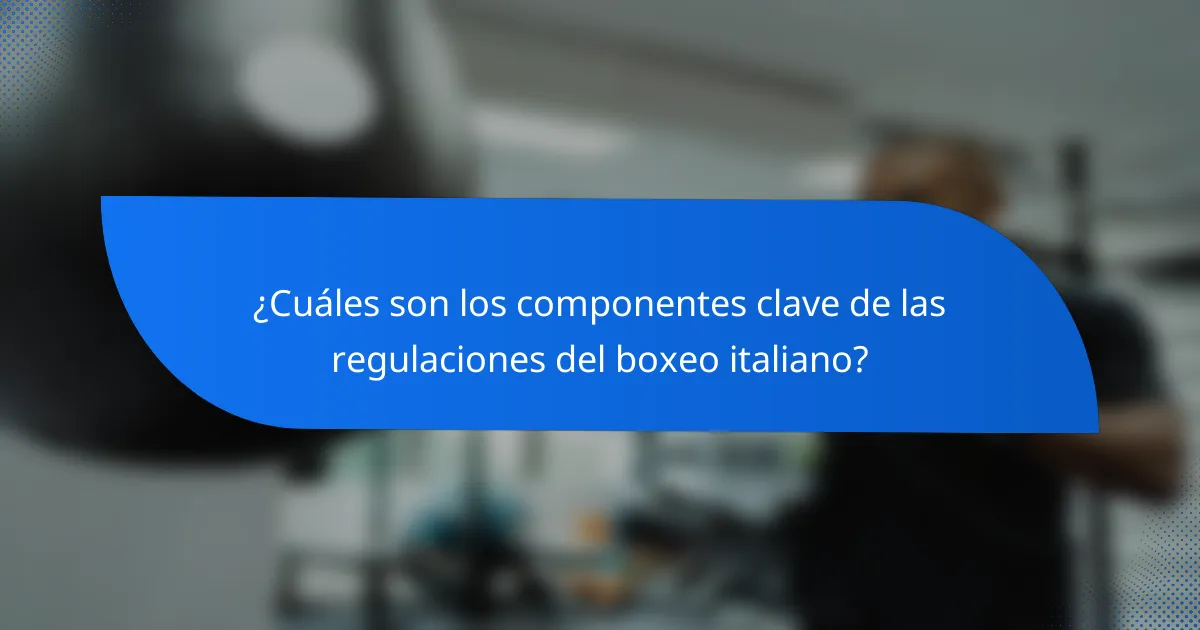 ¿Cuáles son los componentes clave de las regulaciones del boxeo italiano?