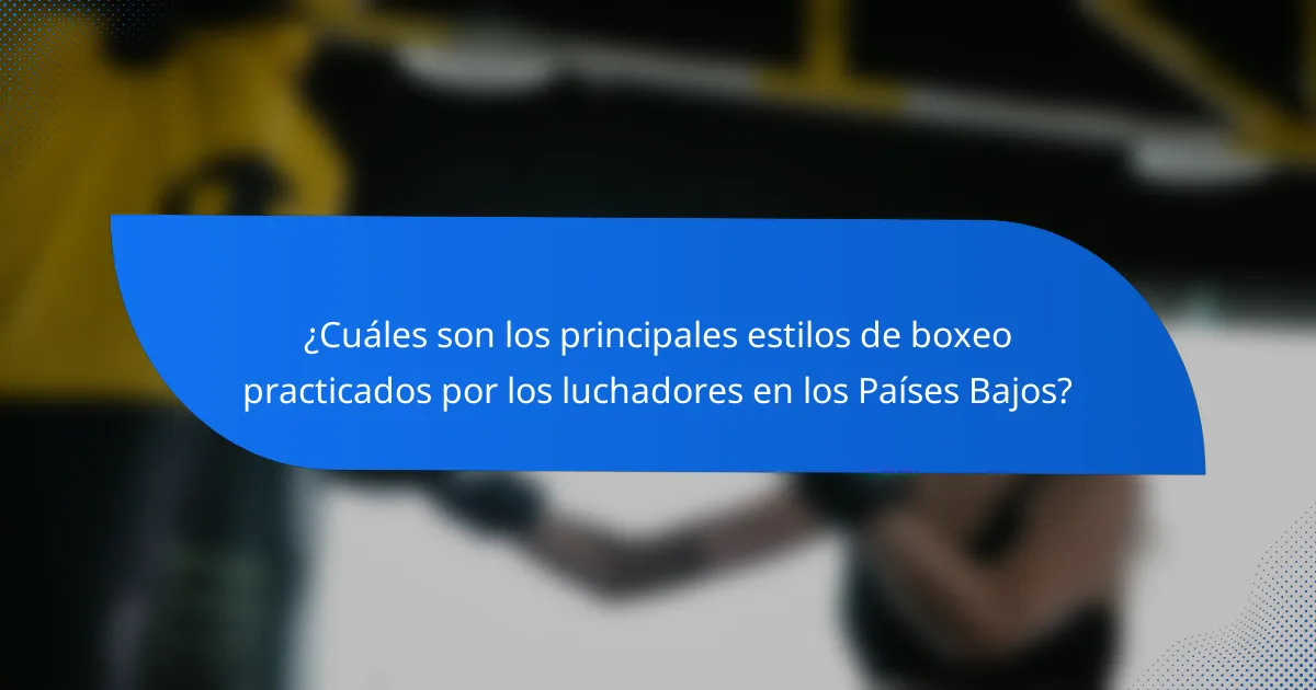 ¿Cuáles son los principales estilos de boxeo practicados por los luchadores en los Países Bajos?