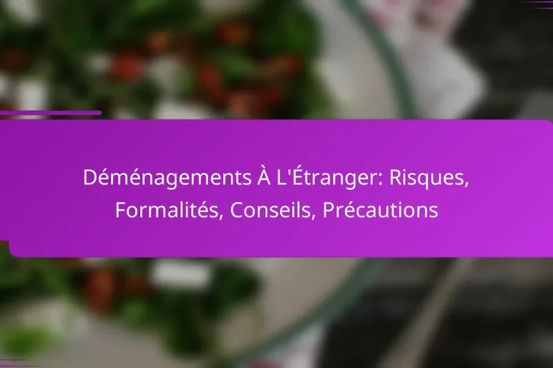Déménagements À L’Étranger: Risques, Formalités, Conseils, Précautions