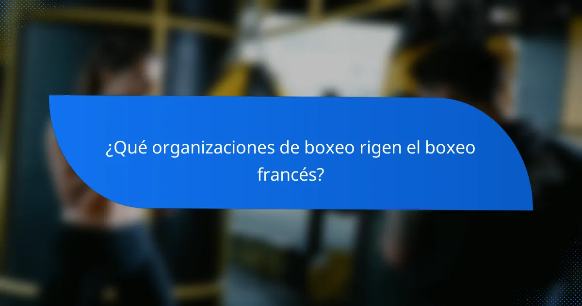 ¿Qué organizaciones de boxeo rigen el boxeo francés?