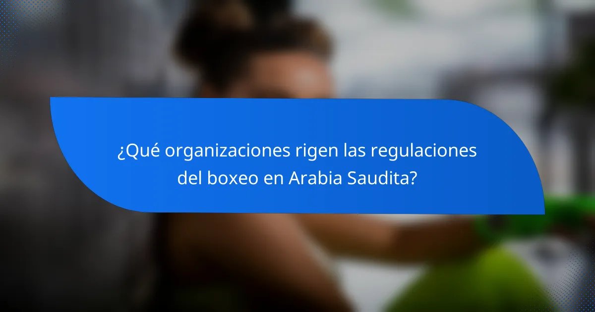 ¿Qué organizaciones rigen las regulaciones del boxeo en Arabia Saudita?