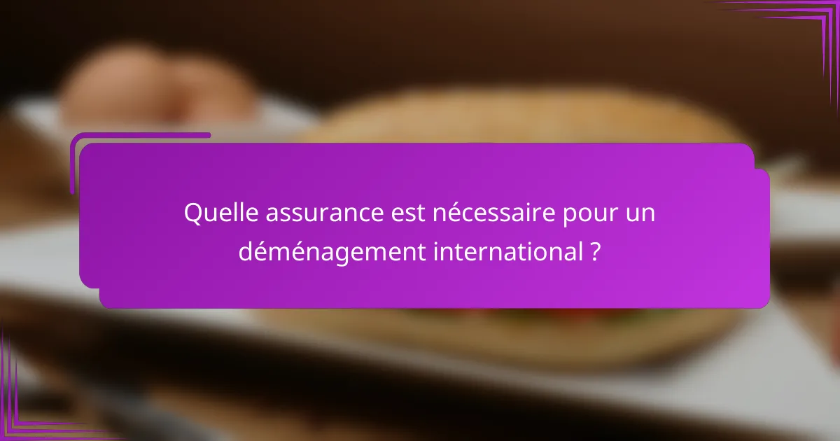 Quelle assurance est nécessaire pour un déménagement international ?