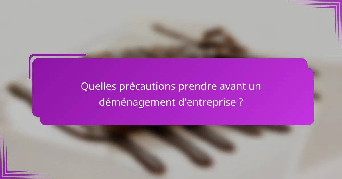 Quelles précautions prendre avant un déménagement d'entreprise ?