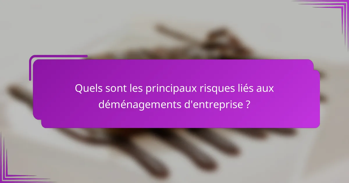 Quels sont les principaux risques liés aux déménagements d'entreprise ?