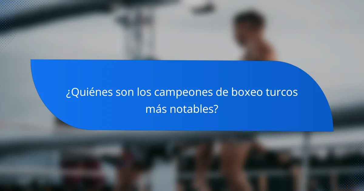 ¿Quiénes son los campeones de boxeo turcos más notables?