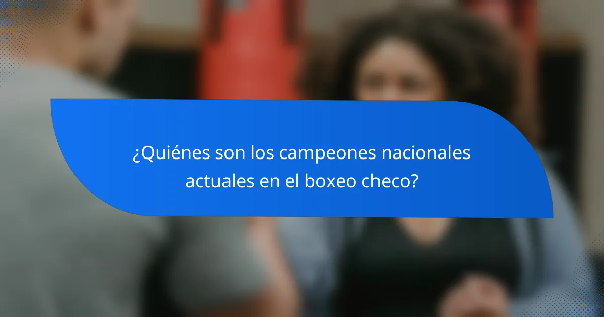 ¿Quiénes son los campeones nacionales actuales en el boxeo checo?