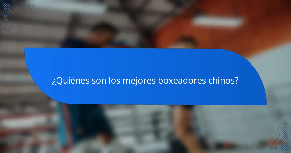 ¿Quiénes son los mejores boxeadores chinos?